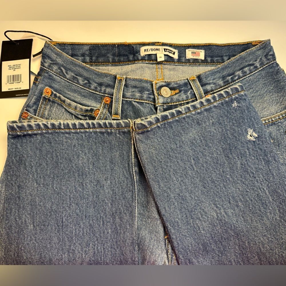 NWT REDONE LEVI'S RARE 70S STRAIGHT IN INDIGO STUD MSRP $625.00 - Picture 6 of 16